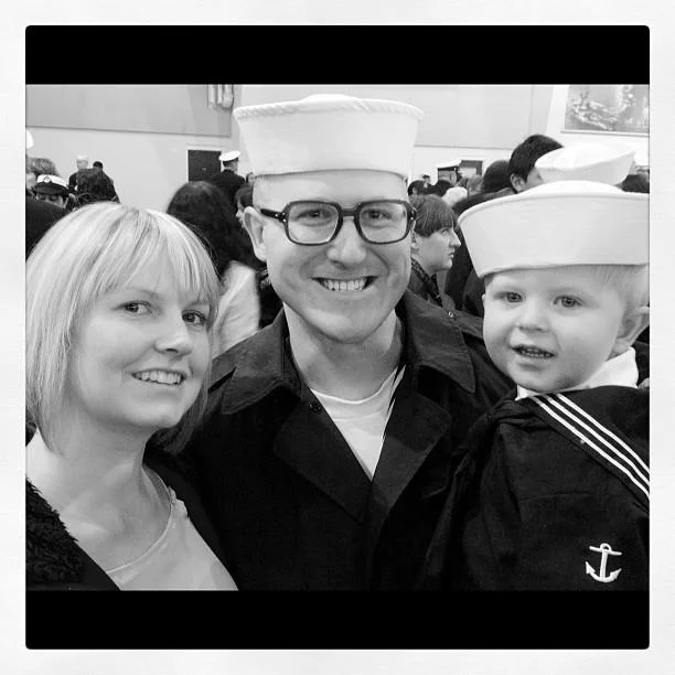 Eric and his family at a Navy ceremony, co-founder of The Roaring Bean